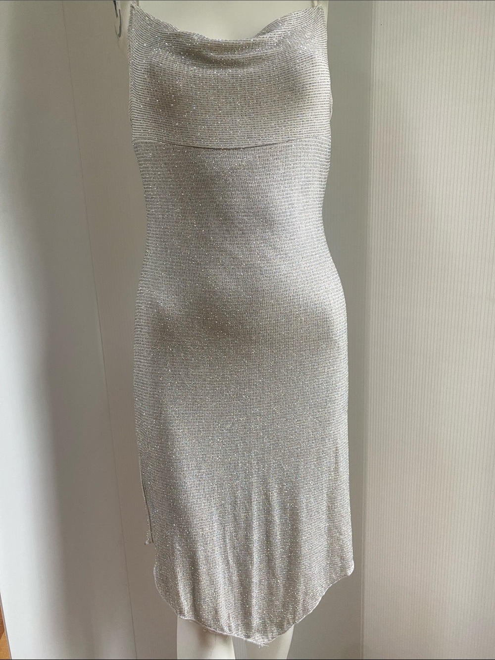 Wet Seal Silver Metallic Slip Midi Dress